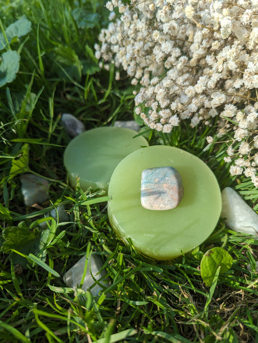 crystal infused soap - spring amazonite