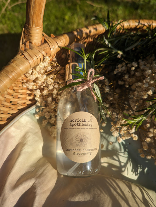 linen mist- lavender, chamomile and rosemary