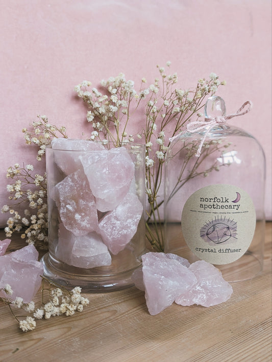 midi rose quartz crystal diffuser with diffuser oil blend