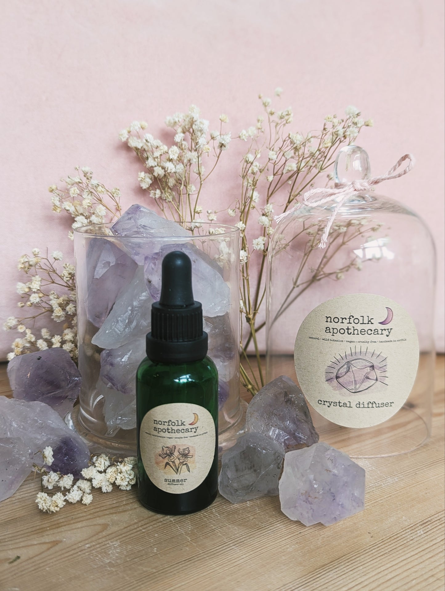 midi amethyst crystal diffuser with diffuser oil blend