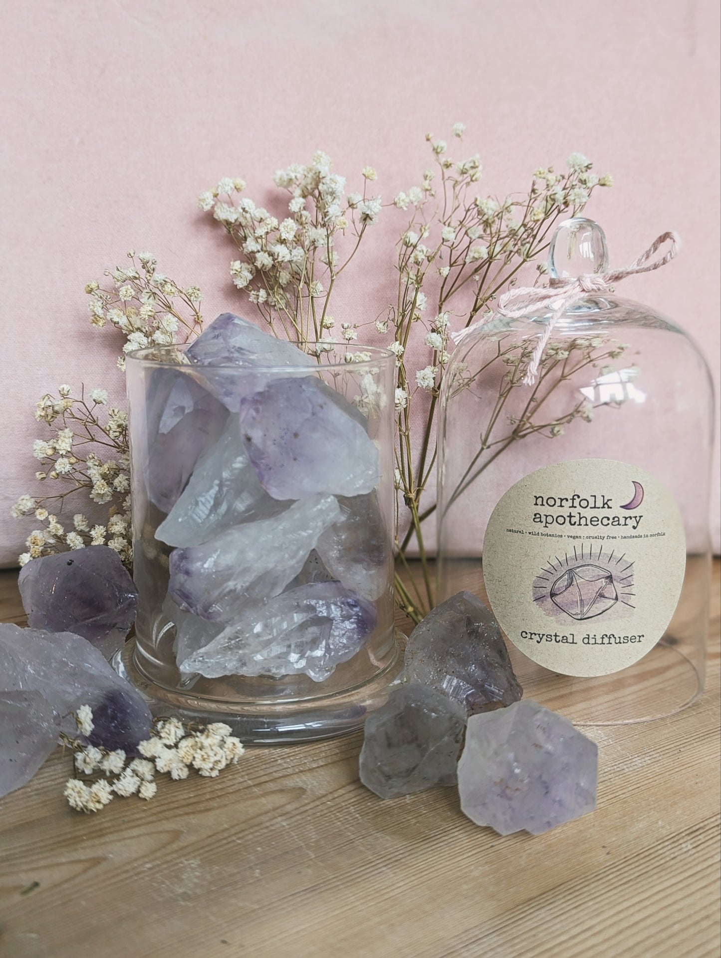 midi amethyst crystal diffuser with diffuser oil blend