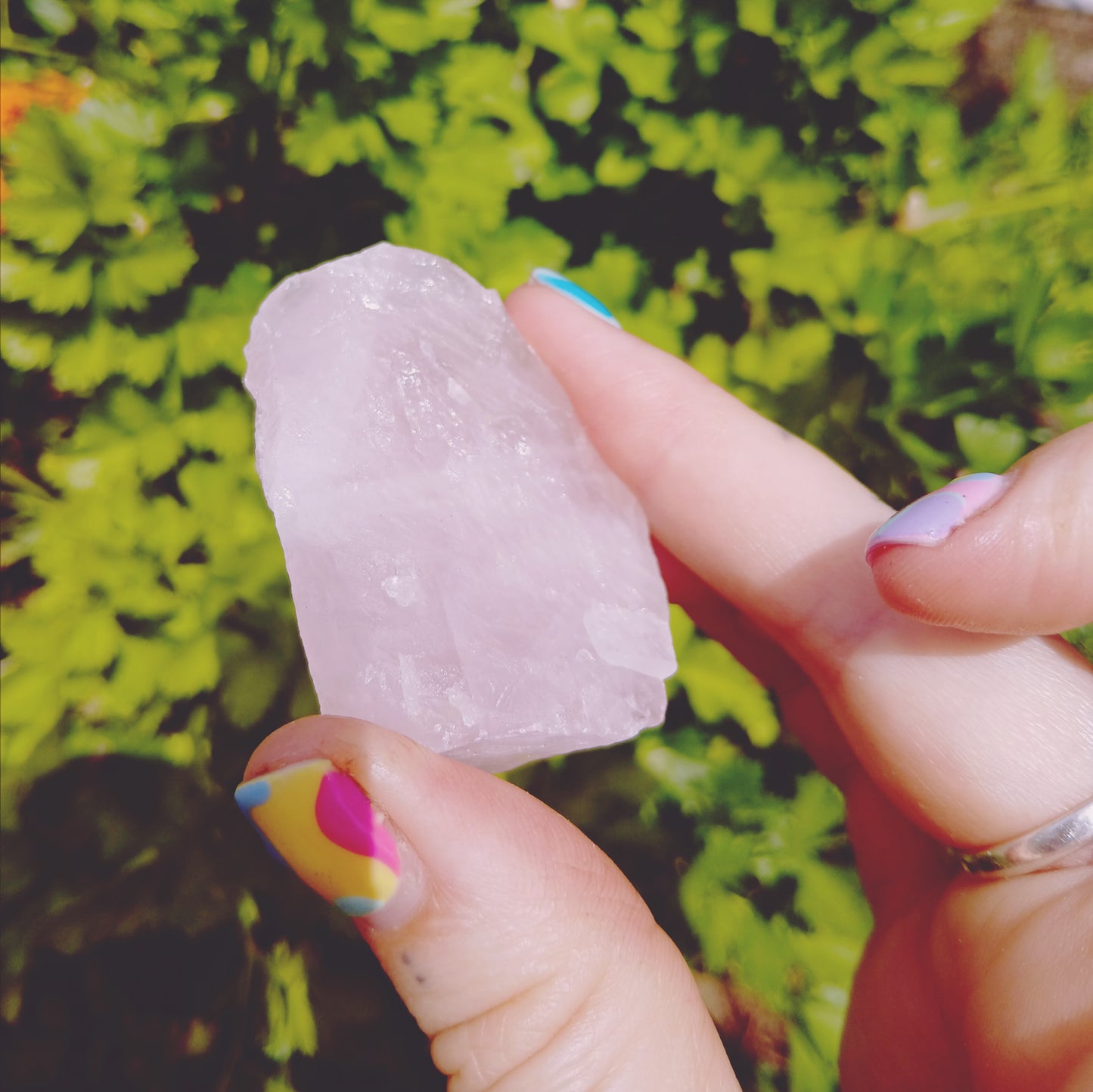 petite raw rose quartz crystal diffuser with diffuser oil blend