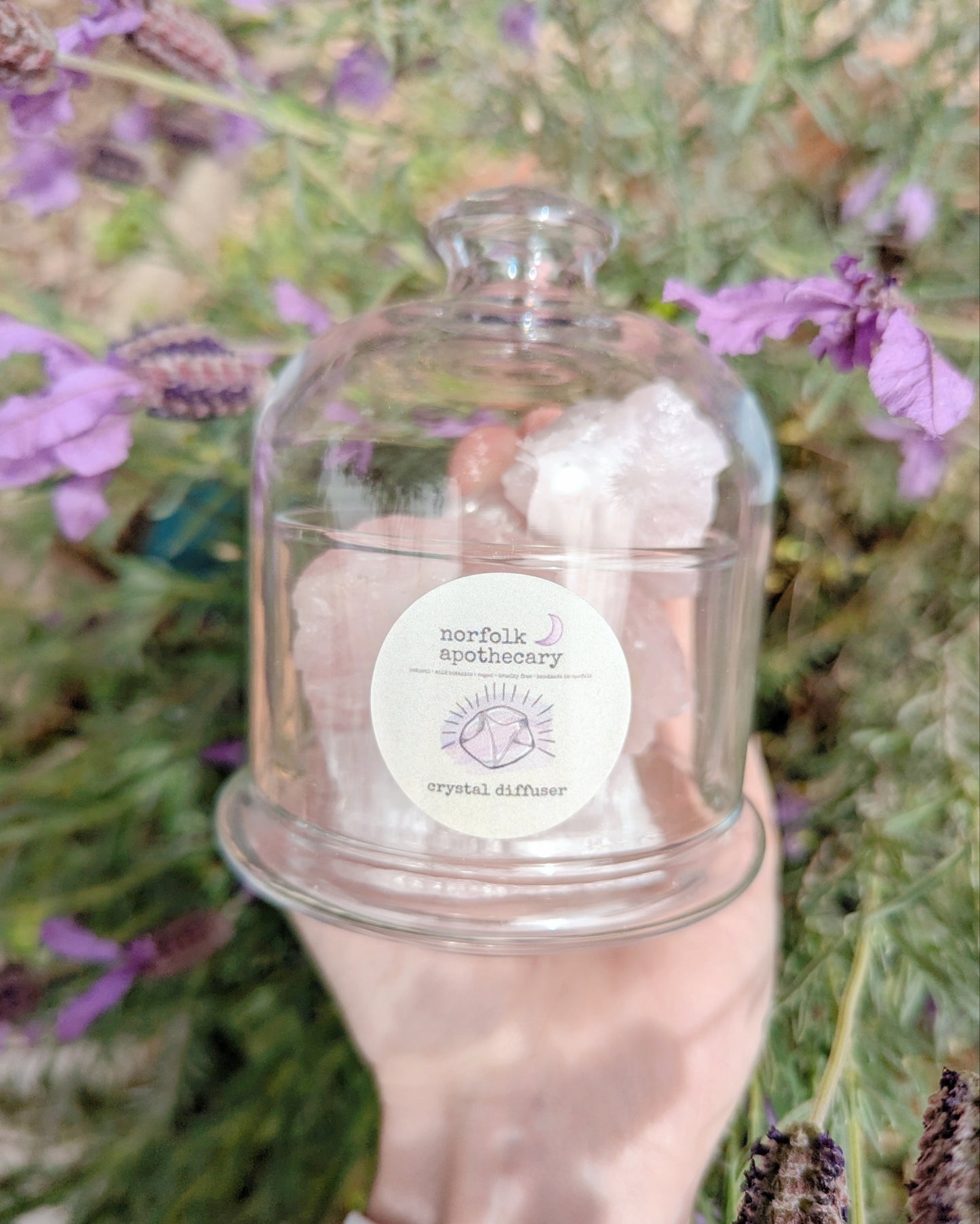 petite raw rose quartz crystal diffuser with diffuser oil blend