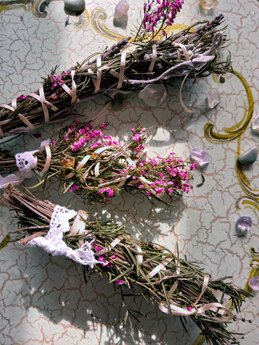 Norfolk hand tied crystal smudge stick