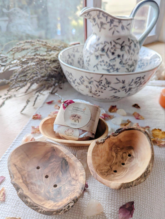 handcrafted soap dish - olive wood